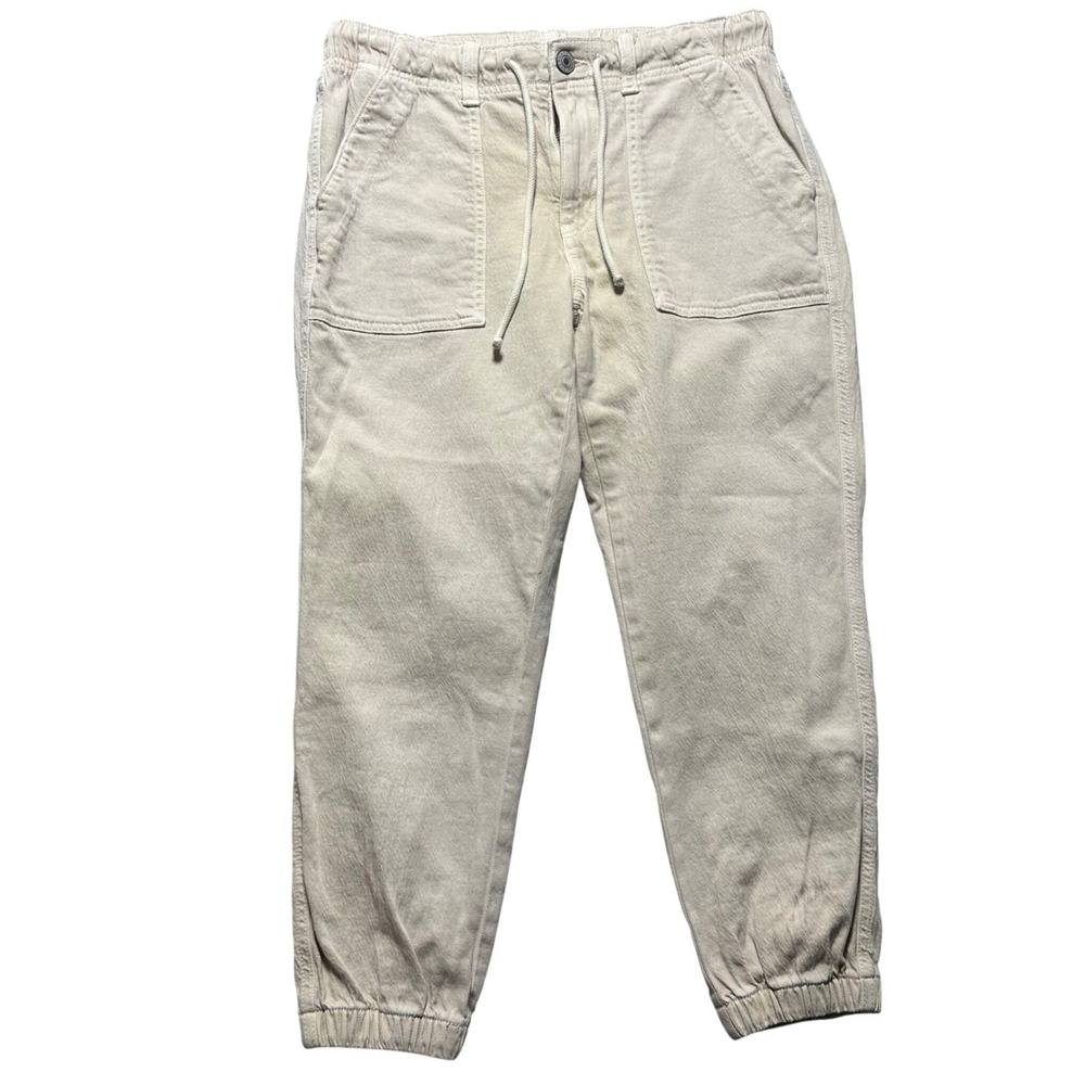 American Eagle Outfitters Women Cargo Jogger Pant Beige Size 10 Short Drawstring